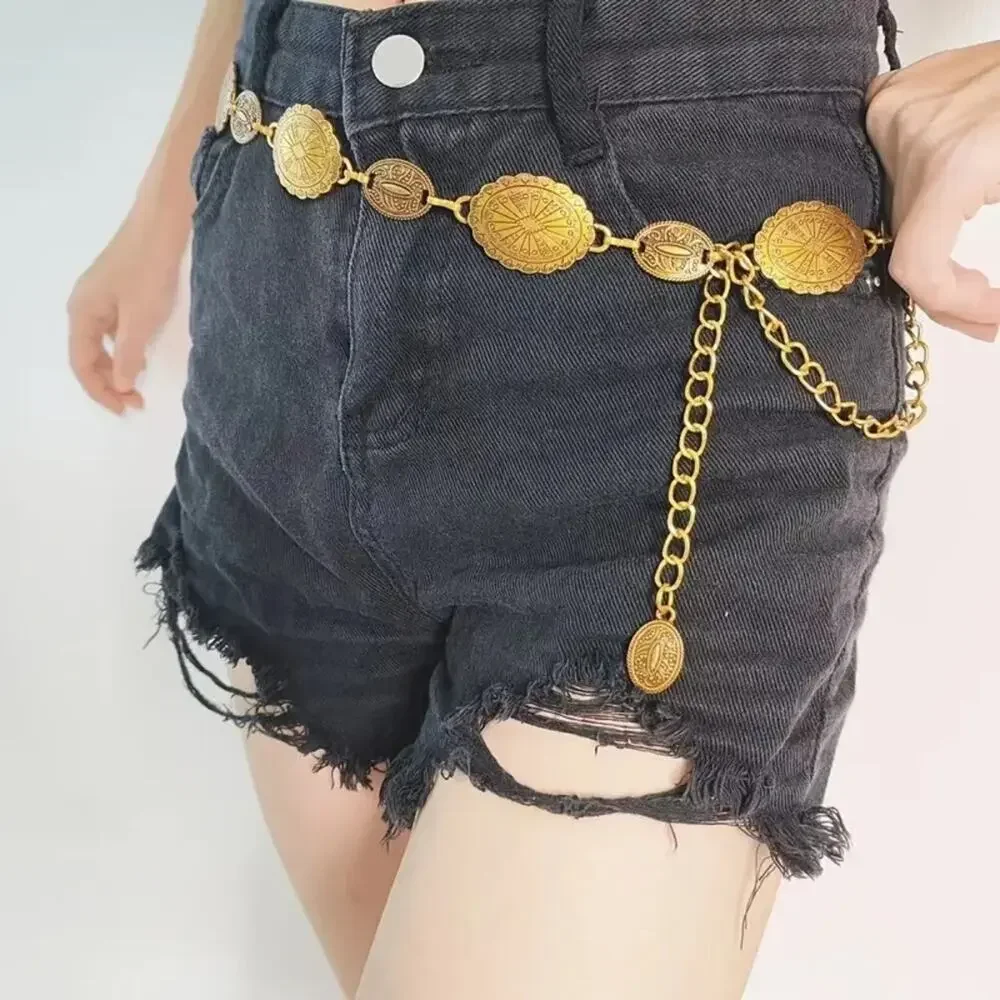 Bohemian Gold Tone Medallion Chain Belt
